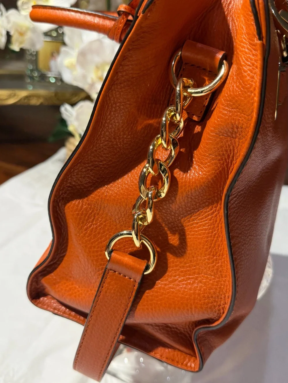 Michael Kors Orange Leather Satchel